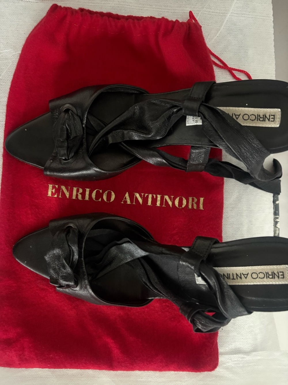 Vintage Enrico Antinori Black Leather strapped Heels - Picture 16 of 16